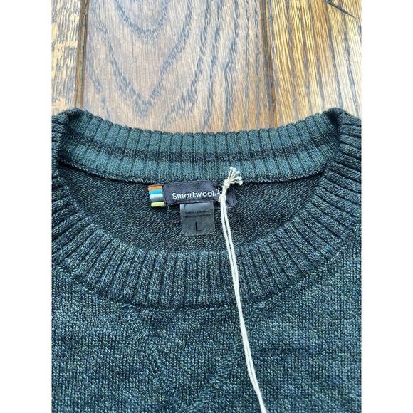 SmartWool Mens Sweater Sparwood Dark Sage Heather Crew Wool Blend Large NWT - Picture 2 of 9